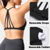 imageYEOREO Workout Sports Bras for Women Padded Strappy Open Back Gym Bra Light Impact Criss Cross Yoga Crop TopBlack