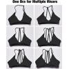 imageYEOREO Workout Sports Bras for Women Padded Strappy Open Back Gym Bra Light Impact Criss Cross Yoga Crop TopBlack
