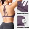 imageYEOREO Workout Sports Bras for Women Padded Strappy Open Back Gym Bra Light Impact Criss Cross Yoga Crop TopBlack Berry Purple