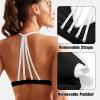 imageYEOREO Workout Sports Bras for Women Padded Strappy Open Back Gym Bra Light Impact Criss Cross Yoga Crop TopBlack White