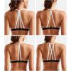 imageYEOREO Workout Sports Bras for Women Padded Strappy Open Back Gym Bra Light Impact Criss Cross Yoga Crop TopBlack White