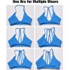 imageYEOREO Workout Sports Bras for Women Padded Strappy Open Back Gym Bra Light Impact Criss Cross Yoga Crop TopBlue
