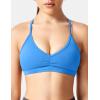 imageYEOREO Workout Sports Bras for Women Padded Strappy Open Back Gym Bra Light Impact Criss Cross Yoga Crop TopBlue