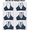 imageYEOREO Workout Sports Bras for Women Padded Strappy Open Back Gym Bra Light Impact Criss Cross Yoga Crop TopBlue Green