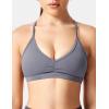 imageYEOREO Workout Sports Bras for Women Padded Strappy Open Back Gym Bra Light Impact Criss Cross Yoga Crop TopBlue Grey