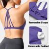 imageYEOREO Workout Sports Bras for Women Padded Strappy Open Back Gym Bra Light Impact Criss Cross Yoga Crop TopBlue Violet