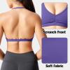 imageYEOREO Workout Sports Bras for Women Padded Strappy Open Back Gym Bra Light Impact Criss Cross Yoga Crop TopBlue Violet