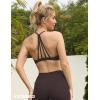 imageYEOREO Workout Sports Bras for Women Padded Strappy Open Back Gym Bra Light Impact Criss Cross Yoga Crop TopCocoa
