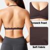 imageYEOREO Workout Sports Bras for Women Padded Strappy Open Back Gym Bra Light Impact Criss Cross Yoga Crop TopCocoa