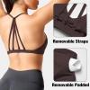 imageYEOREO Workout Sports Bras for Women Padded Strappy Open Back Gym Bra Light Impact Criss Cross Yoga Crop TopCocoa