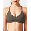 imageYEOREO Workout Sports Bras for Women Padded Strappy Open Back Gym Bra Light Impact Criss Cross Yoga Crop TopCoffee