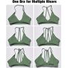 imageYEOREO Workout Sports Bras for Women Padded Strappy Open Back Gym Bra Light Impact Criss Cross Yoga Crop TopDark Green