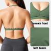 imageYEOREO Workout Sports Bras for Women Padded Strappy Open Back Gym Bra Light Impact Criss Cross Yoga Crop TopDark Green