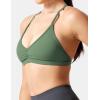 imageYEOREO Workout Sports Bras for Women Padded Strappy Open Back Gym Bra Light Impact Criss Cross Yoga Crop TopDark Green