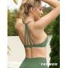 imageYEOREO Workout Sports Bras for Women Padded Strappy Open Back Gym Bra Light Impact Criss Cross Yoga Crop TopDark Green