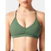 imageYEOREO Workout Sports Bras for Women Padded Strappy Open Back Gym Bra Light Impact Criss Cross Yoga Crop TopDark Green