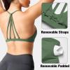 imageYEOREO Workout Sports Bras for Women Padded Strappy Open Back Gym Bra Light Impact Criss Cross Yoga Crop TopDark Green