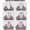 imageYEOREO Workout Sports Bras for Women Padded Strappy Open Back Gym Bra Light Impact Criss Cross Yoga Crop TopGray Brown