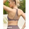 imageYEOREO Workout Sports Bras for Women Padded Strappy Open Back Gym Bra Light Impact Criss Cross Yoga Crop TopGray Brown