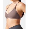imageYEOREO Workout Sports Bras for Women Padded Strappy Open Back Gym Bra Light Impact Criss Cross Yoga Crop TopGray Brown