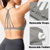 imageYEOREO Workout Sports Bras for Women Padded Strappy Open Back Gym Bra Light Impact Criss Cross Yoga Crop TopGrey