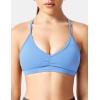 imageYEOREO Workout Sports Bras for Women Padded Strappy Open Back Gym Bra Light Impact Criss Cross Yoga Crop TopIce Blue