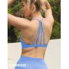 imageYEOREO Workout Sports Bras for Women Padded Strappy Open Back Gym Bra Light Impact Criss Cross Yoga Crop TopIce Blue