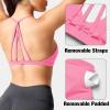 imageYEOREO Workout Sports Bras for Women Padded Strappy Open Back Gym Bra Light Impact Criss Cross Yoga Crop TopLight Pink