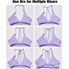 imageYEOREO Workout Sports Bras for Women Padded Strappy Open Back Gym Bra Light Impact Criss Cross Yoga Crop TopLight Purple