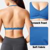 imageYEOREO Workout Sports Bras for Women Padded Strappy Open Back Gym Bra Light Impact Criss Cross Yoga Crop TopMedium Blue