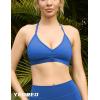 imageYEOREO Workout Sports Bras for Women Padded Strappy Open Back Gym Bra Light Impact Criss Cross Yoga Crop TopMedium Blue