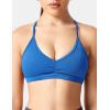 imageYEOREO Workout Sports Bras for Women Padded Strappy Open Back Gym Bra Light Impact Criss Cross Yoga Crop TopMedium Blue