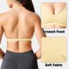 imageYEOREO Workout Sports Bras for Women Padded Strappy Open Back Gym Bra Light Impact Criss Cross Yoga Crop TopMilk Yellow