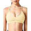 imageYEOREO Workout Sports Bras for Women Padded Strappy Open Back Gym Bra Light Impact Criss Cross Yoga Crop TopMilk Yellow