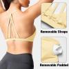 imageYEOREO Workout Sports Bras for Women Padded Strappy Open Back Gym Bra Light Impact Criss Cross Yoga Crop TopMilk Yellow