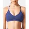 imageYEOREO Workout Sports Bras for Women Padded Strappy Open Back Gym Bra Light Impact Criss Cross Yoga Crop TopNavy