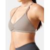 imageYEOREO Workout Sports Bras for Women Padded Strappy Open Back Gym Bra Light Impact Criss Cross Yoga Crop TopOatmeal