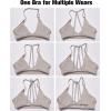 imageYEOREO Workout Sports Bras for Women Padded Strappy Open Back Gym Bra Light Impact Criss Cross Yoga Crop TopOatmeal