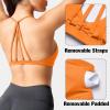 imageYEOREO Workout Sports Bras for Women Padded Strappy Open Back Gym Bra Light Impact Criss Cross Yoga Crop TopOrange