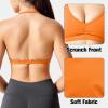 imageYEOREO Workout Sports Bras for Women Padded Strappy Open Back Gym Bra Light Impact Criss Cross Yoga Crop TopOrange