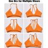 imageYEOREO Workout Sports Bras for Women Padded Strappy Open Back Gym Bra Light Impact Criss Cross Yoga Crop TopOrange