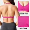 imageYEOREO Workout Sports Bras for Women Padded Strappy Open Back Gym Bra Light Impact Criss Cross Yoga Crop TopPink