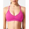 imageYEOREO Workout Sports Bras for Women Padded Strappy Open Back Gym Bra Light Impact Criss Cross Yoga Crop TopPink