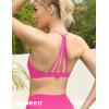 imageYEOREO Workout Sports Bras for Women Padded Strappy Open Back Gym Bra Light Impact Criss Cross Yoga Crop TopPink