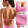 imageYEOREO Workout Sports Bras for Women Padded Strappy Open Back Gym Bra Light Impact Criss Cross Yoga Crop TopPink White