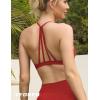 imageYEOREO Workout Sports Bras for Women Padded Strappy Open Back Gym Bra Light Impact Criss Cross Yoga Crop TopRed