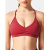 imageYEOREO Workout Sports Bras for Women Padded Strappy Open Back Gym Bra Light Impact Criss Cross Yoga Crop TopRed