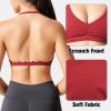 imageYEOREO Workout Sports Bras for Women Padded Strappy Open Back Gym Bra Light Impact Criss Cross Yoga Crop TopRed