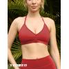 imageYEOREO Workout Sports Bras for Women Padded Strappy Open Back Gym Bra Light Impact Criss Cross Yoga Crop TopRed