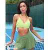 imageYEOREO Workout Sports Bras for Women Padded Strappy Open Back Gym Bra Light Impact Criss Cross Yoga Crop TopTender Green
